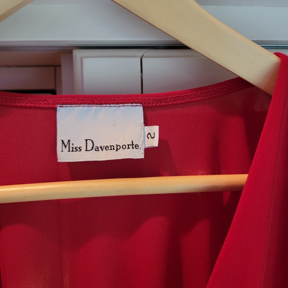 Miss Davenport 100% silk dress Womens size 2 red - Picture 3 of 7